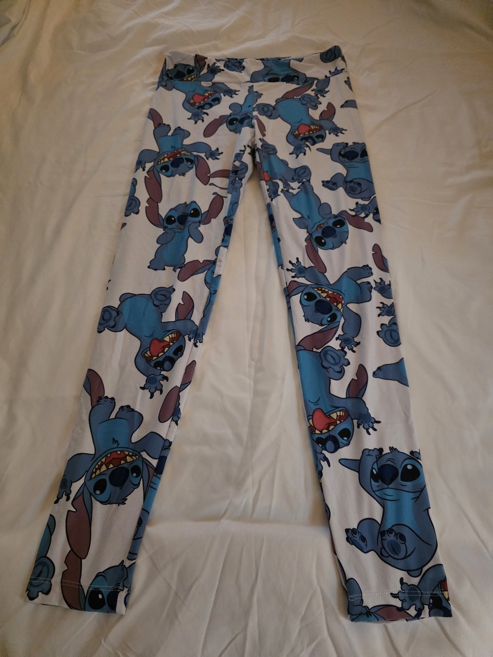 Disney Stitch Blue & White Soft Cotton Feel Stretch Leggings - Size S